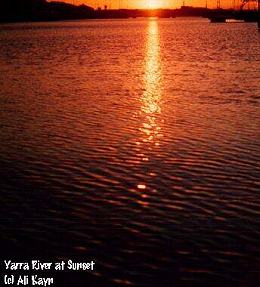 Melbourne's Yarra River at Sunset, photograph by Ali Kayn, Melbourne, Victoria, Australia; 